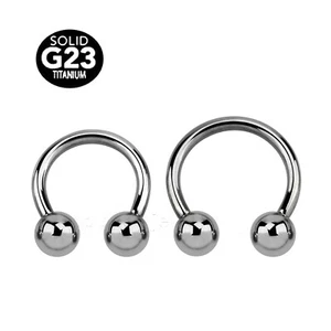 PAIR ASTM F-136 Titanium Horseshoe Circular Barbell Ear Lip Septum 16G 14G - Picture 1 of 3