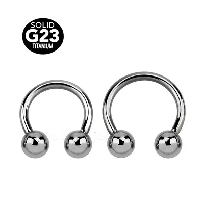 PAR ASTM F-136 Titanio Herradura Circular Barra Oreja Labio Tabique 16G 14G Foto 1 de 3