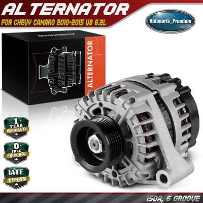 Alternator for Chevrolet Camaro 2010-2015 V8 6.2L 150A 12V CW 6-Groove Pulley - Image 1 of 4
