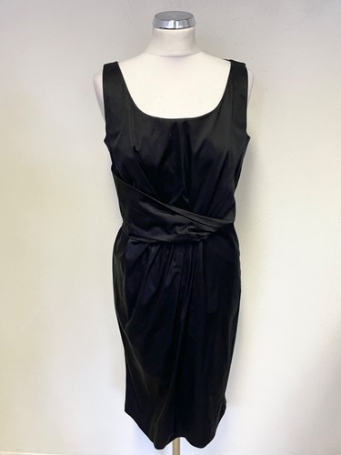 ABITO A MATITA SENZA MANICHE MOSCHINO NERO A PIEGHE E DRAPPO SUL DAVANTI TAGLIA 12