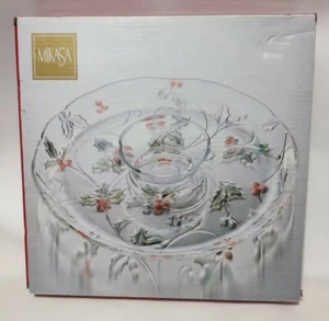 🎄MIKASA SEASON'S HOLLY RED WY528-506 CHIP & DIP SET 15" NEW IN ORIGINAL BOX⛄ - Picture 1 of 7