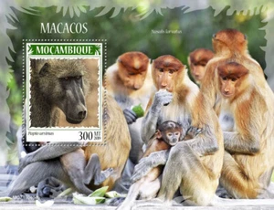 Mozambique 2019 MNH Wild Animals Stamps Monkeys Primates Chacma Baboons 1v S/S - Picture 1 of 1