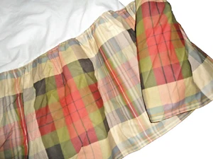 CHAPS HUDSON RIVER GRAY GREEN BLACK RED CREAM PLAID (1) KING BEDSKIRT 15" DROP - Picture 1 of 7