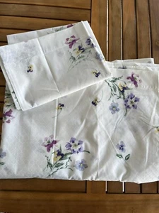 Lady Pepperell Floral Twin Flat Sheet Kissenbezug Set Vintage 60er 70er lila gelb - Bild 1 von 5