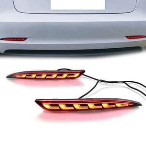2x 3 Functions Rear Bumper Brake Lights Turn Reflector For Tesla Model 3 2017-23 - Picture 1 of 12