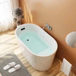 47" Acrylic Freestanding Bathtub, Small Classic Oval Shape Acrylic Soaking - Picture 1 of 19