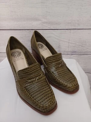 Vince Camuto Carigina Green Croc Leather  Women's Pumps Block Heels Size 8.5 M - Image 1 of 4