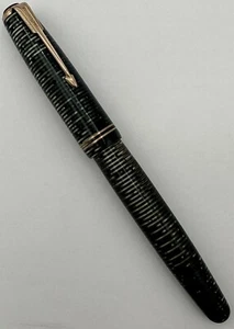 Pluma Estilográfica Parker Verde Esmeralda Perla Vacumatic Junior Rayas Laminado - Imagen 1 de 14