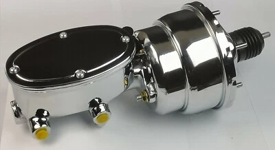 8" Dual Diaphragm Chrome Brake Booster  & CHROME Oval Master Cylinder - Image 1 of 2