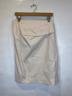 Falda Lápiz Brunello Cucinelli Para Mujer EE. UU. Talla 8 Color Crema Reunida Usada en Excelente Condición Foto 1 de 4