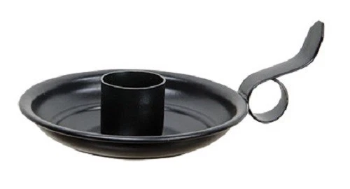 NUEVO CANDELABRO CÓNICO NEGRO con mango de metal primitivo Country Western Foto 1 de 1