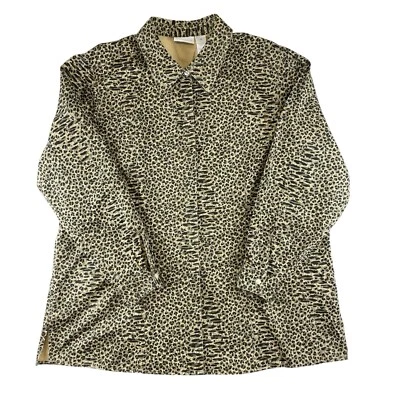 Blusa para mujer Elisabeth Liz Claiborne 18 marrón estampado animal corpcore carrera nueva sin etiquetas Foto 1 de 4