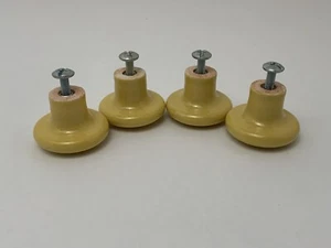 4 Vintage Porcelain Round Knobs Mellow Yellow Amerock Includes Screws 1.25” - Picture 1 of 12