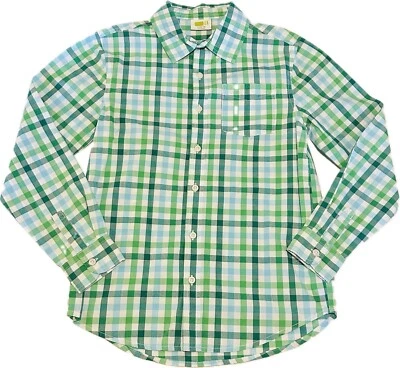Gymboree Crazy 8 Spring Green Plaid Button Up Shirt 10 12 EUC - Image 1 of 3