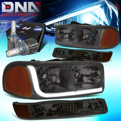 PARA 1999-2007 GMC SIERRA 1500 LÂMPADA DE FAROL DE SINAL COM KIT LED + VENTILADOR LEGAL FUMÊ - Imagem 1 de 4