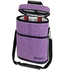 2 Bottle Wine Carrier Tote Insulated Leakproof Wine Cooler Bag Wine Travel Ba...