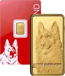PAMP  Goldbarren  Swiss Shepherd  1 Gramm 9999 Gold im original Blister - Zdjęcie 1 z 9