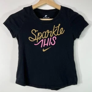 The Nike Tee Sparkle This Graphic Athletic Cut T-Shirt Black Girl's Small S - Picture 1 of 4