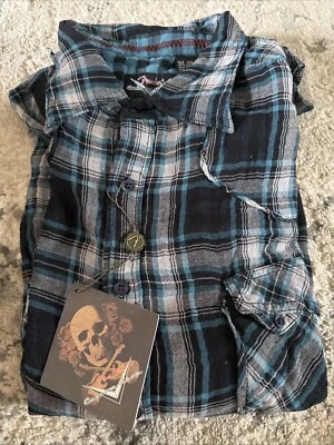 Camisa Fender Rock & Roll Religion Botón Para Hombres 2XL Gótico Emo Y2K Azul Marino Turo Foto 1 de 4