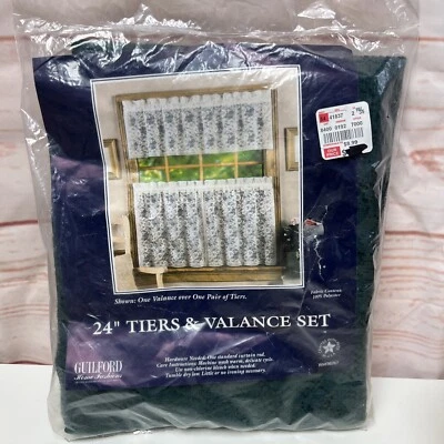 Guilford Valance & Tiers 套装 绿色 蕾丝 NOS 复古 奶奶小屋 核心 美国制造 — 第 1/4 张图片