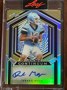 IN HAND 2023 LEAF ENCASED GOLD ROOKIE CONTINUUM QB DRAKE MAYE AUTO # /200 RC