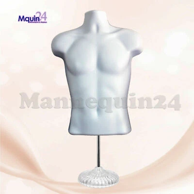 NEW Male Mannequin Form + Stand,Torso Men Display TRADE SHOW Pant T-Shirt -WHITE - Image 1 of 4