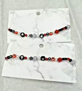 2 Halloween 16" Necklaces skulls eyes - Picture 1 of 2