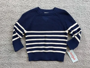 Cat & Jack Toddler Girl's Size 18 Months Crewneck Sweater Navy Stripe - Picture 1 of 7