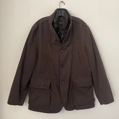 Hugo Boss Brown Button Full Zip Lined Men’s Hunter Utility Jacket Coat Size 44R - Image 1 of 4