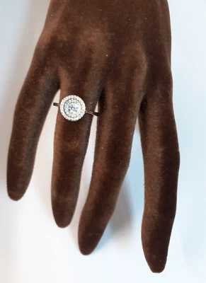 anello argento 925 rodiato anallergico zirconi bianchi misura 16 - Immagine 1 di 3