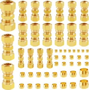 53 PCS DOT Brass Compression Air Brake Nylon Tubing Fittings,Straight Union Fitt - Picture 1 of 12