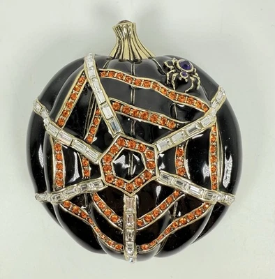 Broche prendedor HEIDI DAUS grande "truco o trato" Halloween calabaza/araña Foto 1 de 4