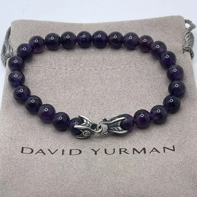 David Yurman Sterling Silver 8mm Amethyst Spiritual Bead Claw Bracelet 8.5" - Image 1 of 3
