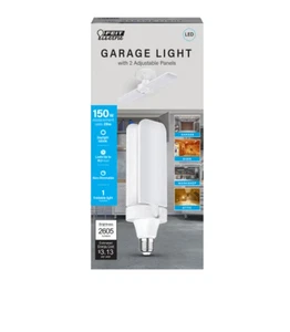 LED Garage Light Bulb Ceiling Fixture 4 Panels 26W 150W E26 Base - Picture 1 of 5