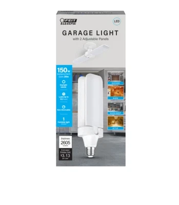 LED Garage Light Bulb Ceiling Fixture 4 Panels 26W 150W E26 Base - Image 1 of 4