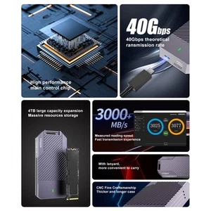 M.2 Nvme Ssd Festplattengehäuse Professionelles 40Gbps USB 4.0 Festplatteng KUI - Photo 1/24