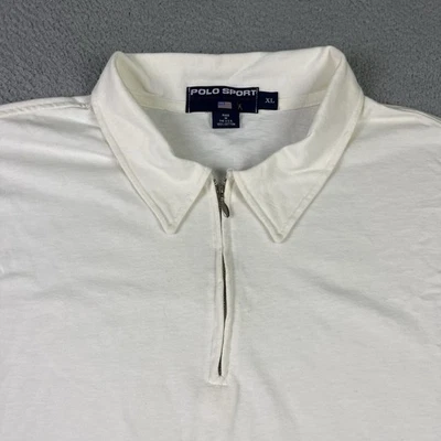 Polo deportivo vintage para hombre XL blanco 1/4 cremallera algodón hecho en EE. UU. Foto 1 de 4
