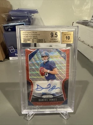 2019 Panini Prizm Daniel Jones Red Wave Rookie Auto /199 BGS 9.5 Gem Mint Colts - Imagem 1 de 4