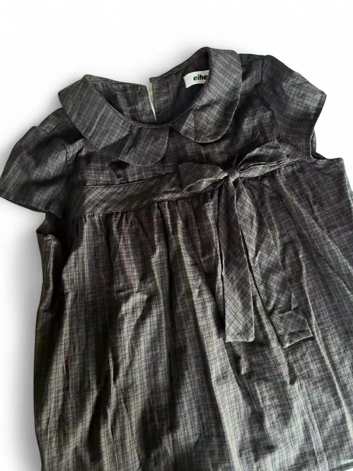 Японский Mori девочка клетку платье галстук-бабочка Питер Пэн воротник короткий рукав - Изображение 1 из 1