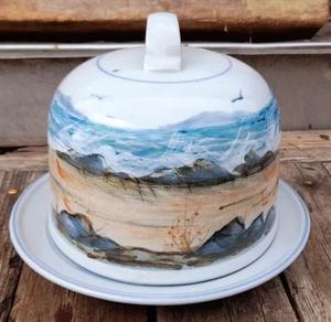 Superb Large Highland Stoneware Seascape Cheese Dome - Picture 1 of 15