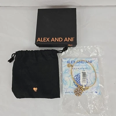 Brazalete Brazalete Alex and Ani 2016 Copo de Nieve Tono Dorado con Piedras Azules Foto 1 de 2