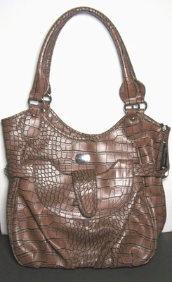 Betty Barclay Brown faux croc leather hand grab bag tote - [a_2] - Image 1 of 4