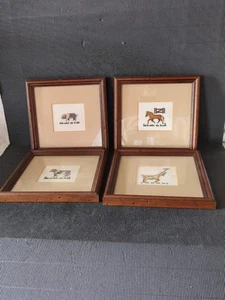 4 x FRAMED & GLAZED EMBROIDERED TAPESTRY PICTURES OF FARM ANIMALS - Picture 1 of 7
