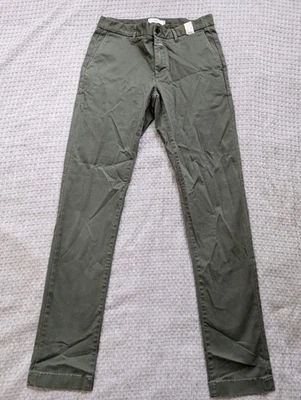 Pantalones cerrados para hombre 31x34 verde calce ajustado elástico chino informal pantalones modernos Foto 1 de 4