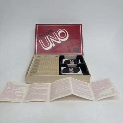 Vintage 1978 Deluxe UNO Jogo de Cartas Conjunto Completo de Instruções Score Pad - Imagem 1 de 4
