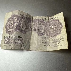 Bank Of England Ten Shillings not. KO. Peppiatt. Z 99D Circulated Condition. - Picture 1 of 9