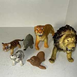 Large Lot Of 4 Vintage AAA Hard Rubber PVC Animal Figure Elephant Lion Other - Picture 1 of 10