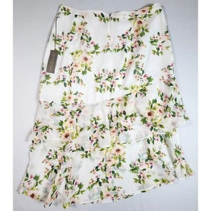 Eva Mendes Layered Midi Skirt Floral Print Flowy Swing Womens Size 20 Petite - Picture 1 of 8