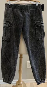 Neu mit Etikett Norma Kamali Boyfriend Damen Cargo Sweat Jogginghose schwarz Acid Wash Größe 6 - Bild 1 von 5