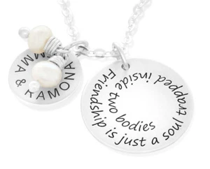 Kette mit Namen Best Friends Kette mit Gravur Namenskette 925 Silber Perle  - Bild 1 von 4